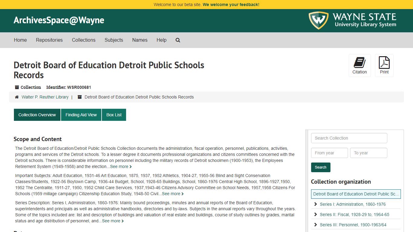 Detroit Board of Education Detroit Public Schools Records